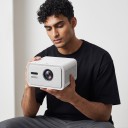 Projektor Flixtone D9W Mini Full HD 1080p 2500 ANSI lumen Android 12 Wi-Fi 5 GHz och Bluetooth 2x HDMI Automatisk korrigering Vit Hemmakino 4