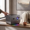 Projektor XNANO 8K Dekodning och Dolby Audio 14,4 x 14,4 x 12,4 cm Android 2 GB RAM och 16 GB ROM Wi-Fi 6 Röststyrd fjärrkontroll Hemmakino Grå 6