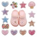 13 pcs Acessórios para crocs com brilhantes pendentes decorativos para calçado resina transparente decoração para buracos de sapatos várias formas 1