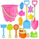 13-Piece Children's Beach Toy Set with Bucket and Moulds Plastic Tools for Water and Sand Play for Outdoor Fun 2
