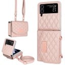 Fodral för Samsung Galaxy Z Flip 5 Handväska för mobil med plånbok Axelrem i konstläder och plast Quiltat mönster Crossbody för varje dag 6