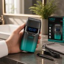 Rakapparat Dubbelblad LCD-display 9000 RPM Batteritid 150 minuter USB Svart-turkos Hela ansiktet och huvudet 6