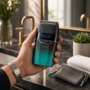 Rakapparat Dubbelblad LCD-display 9000 RPM Batteritid 150 minuter USB Svart-turkos Hela ansiktet och huvudet 4