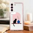 Skydd för Samsung Galaxy S24 med kattmotiv Plastiskt mobilskal Skyddsfodral för telefon Med ram runt kameran För varje dag 23