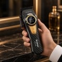 Professionell hårklippare för män LCD-display 4500 mAh Driftstid 220 minuter Laddningsstation USB-C 6 kammar Svart-guld För hårklippning 3