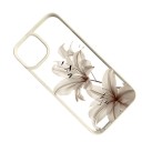 Stötsäker genomskinlig skydd för iPhone 17 Vintage blommotiv av vita liljor Svart ram Telefon skydd för varje dag 7