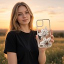 Stöttålig transparent skydd för iPhone 17 Air Vintage blommotiv av vita liljor Svart ram Telefon skydd för varje dag 7