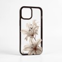 Stötsäker genomskinlig skyddshölje för iPhone 17 Pro Vintage blommotiv av vita liljor Svart ram Telefonens skydd för varje dag 2