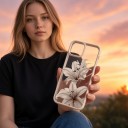 Stötsäker transparent skydd för iPhone 17 Pro Max Vintage blommotiv av vita liljor Svart ram Telefon skydd för varje dag 9
