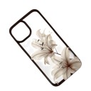 Stötsäker transparent skydd för iPhone 17 Pro Max Vintage blommotiv av vita liljor Svart ram Telefon skydd för varje dag 1