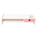 Monitorställ med låda och telefonställ Organisationsställ för skrivbord 503 x 120 x 183 mm Vitt med rosa låda För kontor och hem 1