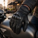 Vindskyddande och beröringskänsliga motorcykel- och motocrosshandskar i läder med knogskydd och handledsrem för väg och terräng 6