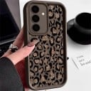 Silikonskydd för Samsung Galaxy S25 med leopardmönster Skyddande ram för kameran Förhöjda kanter Silikonfodral till mobil med tryck 14