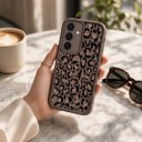 Silikonskal för Samsung Galaxy S25 FE med leopardmönster Skyddande ram för kameran Förhöjda kanter Mobilskal med tryck 15