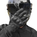 Motorcykelhandskar hela fingrar perforerade med skydd för leder och fingrar samt vadderad handflata i läder svart för motorcykling 8