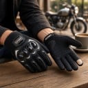 Motocyklhandskar andningsbara och touch-funktion hela fingrar med knogskydd och halkfri handflata av polyester och bomull för motorcykel 7