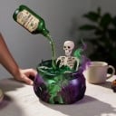 Halloweenskedekoration med en häxa och dimma LED-belysning 20 cm USB-strömförsörjning Svart med grönt ljus Dekoration för fest och bord 5