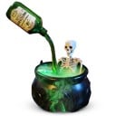 Halloweenskedekoration med häxa och skelett med LED-belysning 26 cm USB-strömförsörjning Svart med grönt ljus Dekoration för fest och bord 5