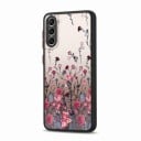Skydd för Samsung Galaxy S24 med blommotiv Matt bakpanel Material PC och TPU Skyddande ram runt kameran Mobilfodral med tryck 1