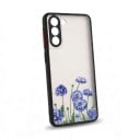 Skydd för Samsung Galaxy S24 med blommotiv Matt bakpanel Material PC och TPU Skyddande ram runt kameran Mobilfodral med tryck 13