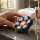 Ersättningsrakhuvud 7D för rakapparater för huvudet Magnetisk fäste 7 roterande huvuden Rostfritt stål Svart och orange För skalliga män 4