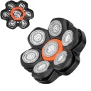 Ersättningsrakhuvud 7D för rakapparater för huvudet Magnetisk fäste 7 roterande huvuden Rostfritt stål Svart och orange För skalliga män 2