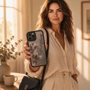 Stöttåligt genomskinligt skal för iPhone 16e Vintage liljemotiv med texten Forever young ram Skydd för telefonen varje dag 7