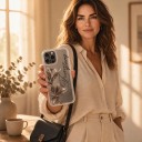 Stötsäker genomskinlig skydd för iPhone 17 Pro Vintage motiv av liljor med texten Forever young ram Skydd för telefonen varje dag 3