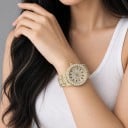 Damklockor quartz Uniguet Glittrande med stenar och datum Vattentåliga 30 m Diameter 34 mm Rostfritt stål Stålnätsarmband För arbete och fest 9