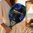 Racket för beach tennis med grov yta Längd 50 cm Tjocklek 22 mm Racketfodral Svart och turkos Beach tennis för avancerade Unisex 6