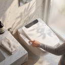 Intelligente Toilettensitz mit Bidet Rechteckig Beheizt und Automatisch Seitenbedienfeld 51 x 39 x 11 cm Edelstahl-Düse Weiß Für WC 4