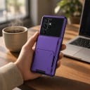 Skydd för Samsung Galaxy S25+ med vikbart kortfack i polykarbonat PC Plånboksfodral för mobil För skydd av telefon och förvaring av kort 17
