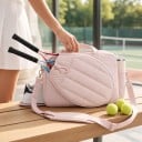 Tennisracketväska med fack för skor och ficka för flaska 48 x 19 x 31 cm Quiltad Över axeln och i handen För badminton och pickleball 14