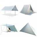 Vattentät camping tarp med öglor för fäste 5 x 3 m Tyg 15D med silikon- och PU-beläggning Gråt Tält för camping och utomhus 6