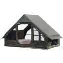 Uppblåsbar tält i husform med stor ingång och fönster med myggnät 300 x 210 x 200 cm Med pump och väska Grön För camping och stuga 4