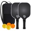 Pickleballset med racketar och bollar samt väska 40 x 20 x 1,4 cm Lätta racketar av grafitkarbon Svarta med vitt mönster För inomhus- och utomhusspel 1