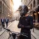 Motorcykeltröja med skydd Ryggskydd och 6 mindre skydd Lång ärm och dragkedja Polyester Unisex Svart Skyddströja under jacka 9
