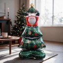 Stående uppblåsbar ballong Julgran med Santa och stjärna 150 x 63 cm Grön och röd Juldekoration för hem och butik 2