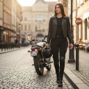 Motorkörningsbyxor med skydd Hårda knä- och lårskydd Benskydd Elastisk midja Polyester Unisex Svarta Skyddande leggings 5