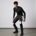 Motorcykelbyxor med knä- och lårskydd Svansskydd Polstrade höfter Elastisk midja Polyester Unisex Svarta med röda detaljer 7