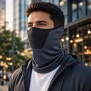 Vindskyddande balaclava och ansiktsmask med förlängt nackskydd och nätparti över näsa och mun universell storlek 8