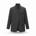 Damska sako med ståkrage Asymmetrisk knäppning med knapp Lös rak passform Tre fickor Polyester För arbete 2