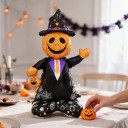 Stående uppblåsbar ballong Spöke med pumpahuvud i hatt Ouppblåst 154 x 85 cm Orange och svart Halloween dekoration 2
