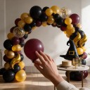 Ballongset för girland 146 st Magiskt tema med häxhatten Svart vinröd gul och guld Dekoration för Halloween och födelsedagar 3