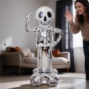 Uppblåsbar skelettballong Halloweendekoration 150 x 80 cm Stor folieballong Silver och vit Dekoration för Halloween och fest 5