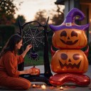Sats med uppblåsbara ballonger 2 st Träd med spindelnät 105 x 60 cm och pumpor 150 x 70 cm Folieballonger Svarta och orange Dekoration för Halloween 3
