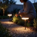 Solarlampor för gångväg 2 st Viftande i vinden Höjd 53,3 och 83,3 cm LED IP65 Vattentåliga Varma vita Svarta För trädgård, terrass och gräsmatta 6