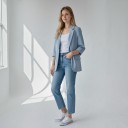 Damsako Rakt snitt Klopar Fickor med klopar Uppvikta ärmar Foder Polyester bomull och nylon För kontoret och möten 5