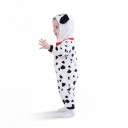 Barnkostym dalmatin Overall med huva Öron och hundansikte Röd krage Flanell Vit och svart Unisex För karneval och Halloween 5