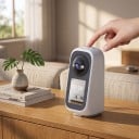 Smart barnkamera med HD-kamera Wi-Fi Skärm Tvåvägs videotelefon Omdragbar 360° Nattvision Rörelsedetektering Vit För spädbarn 3